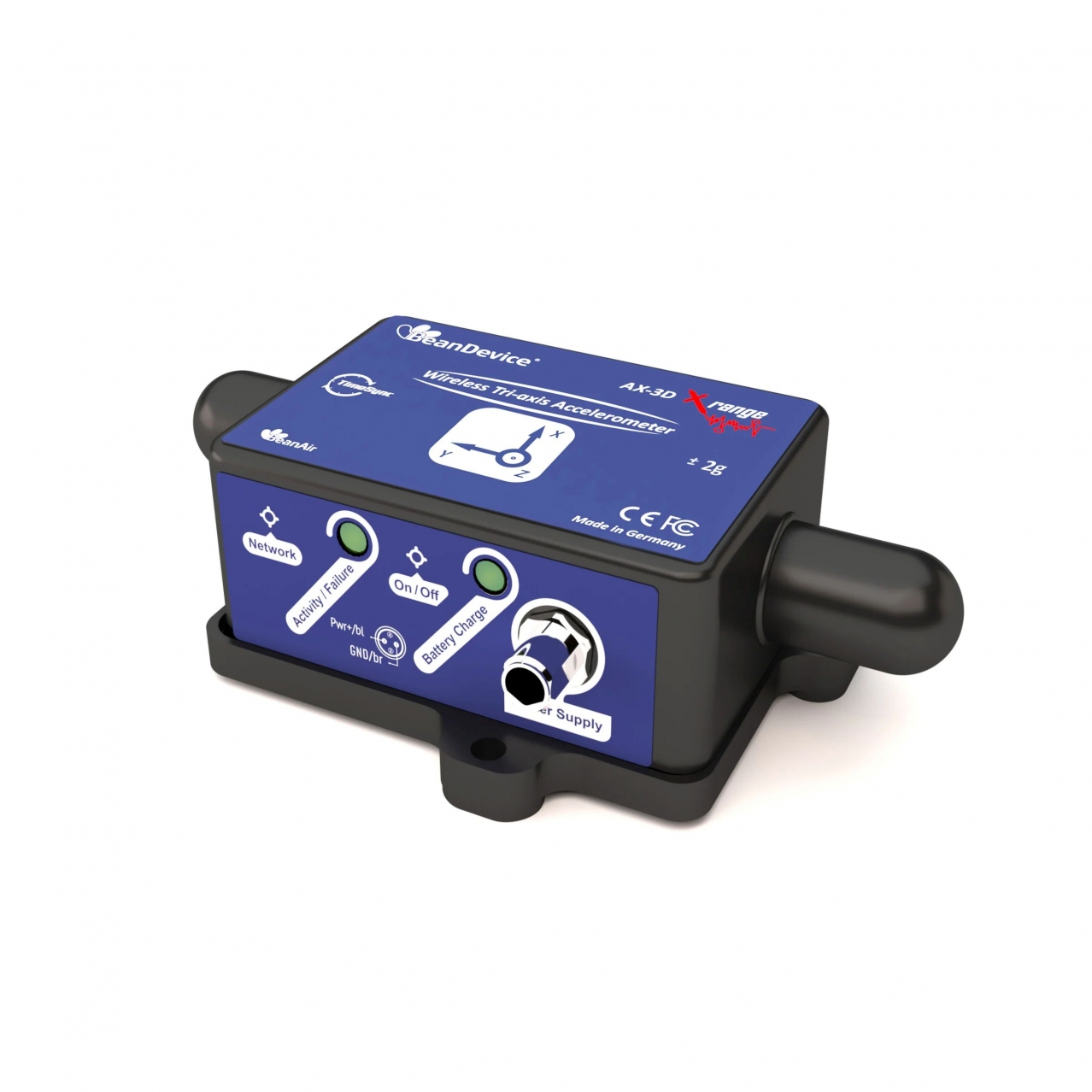 Accelerometro triassiale wireless 2.4GHz per condition monitoring industriale e analisi vibrazionale su rotabili