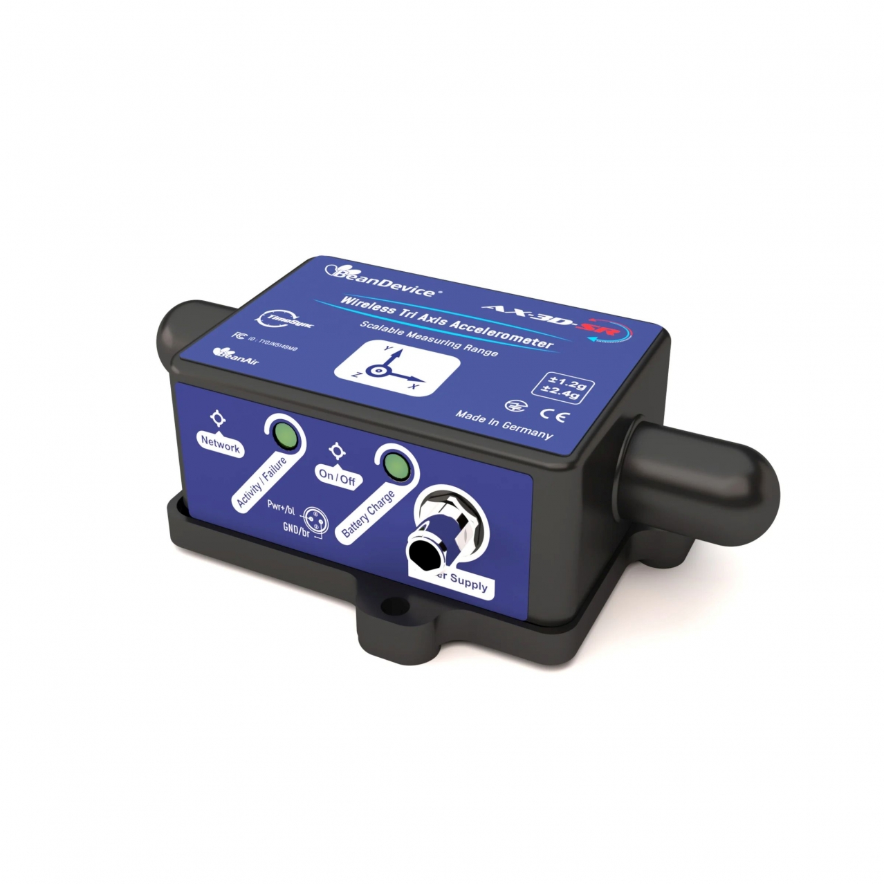 Accelerometro triassiale wireless 2.4GHz ultra-basso rumore per monitoraggio vibrazioni strutturali e al suolo