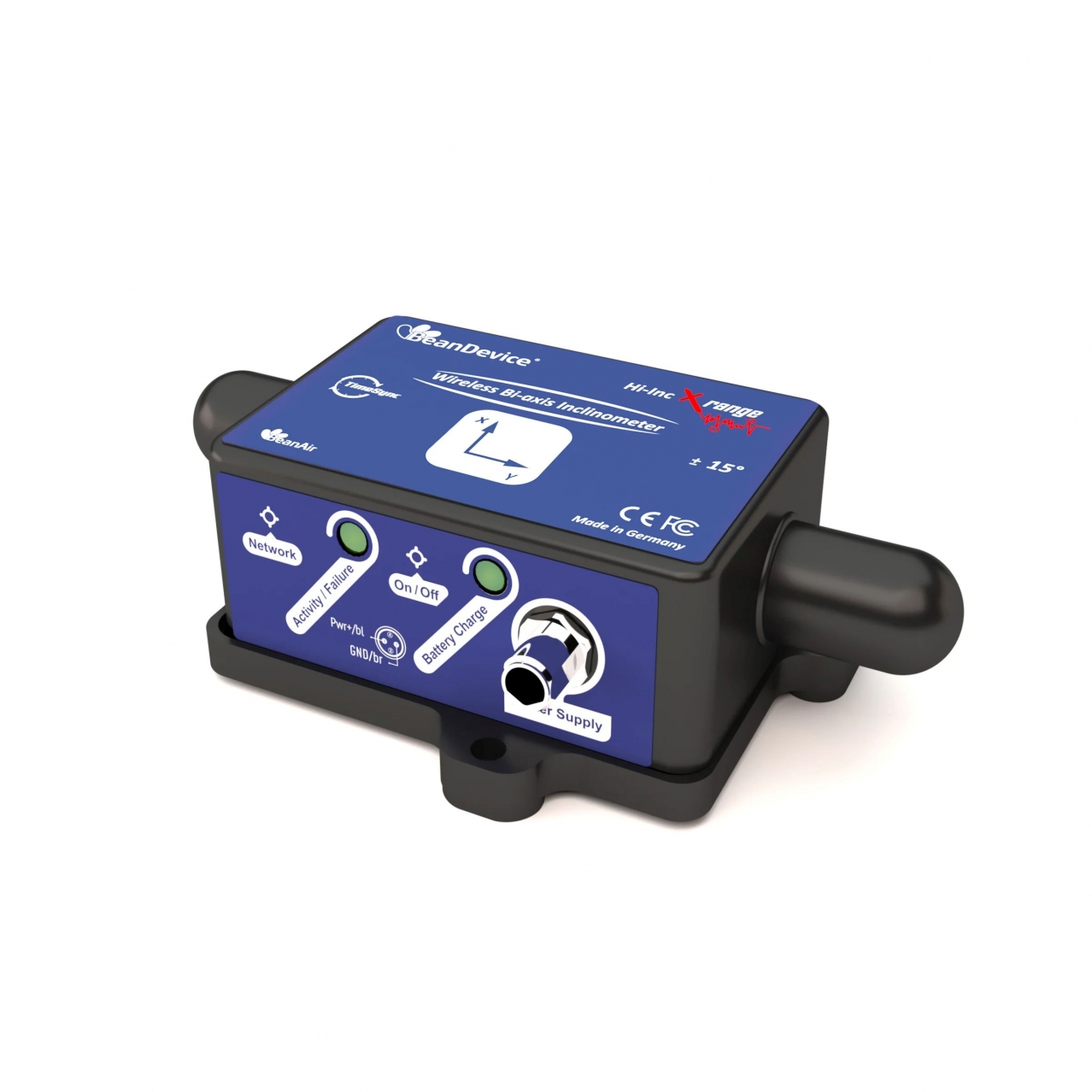 Inclinometro biassiale wireless 2.4GHz ad altissima precisione per strutture in ambiente dinamico