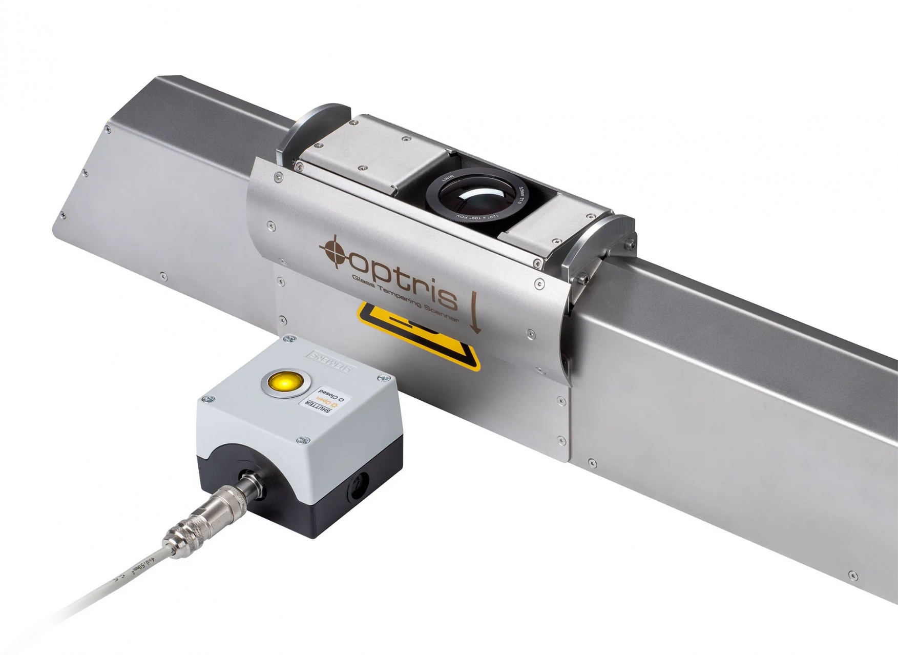 Termocamera bottom-up con ottica 120° per il controllo della tempra del vetro Low-E