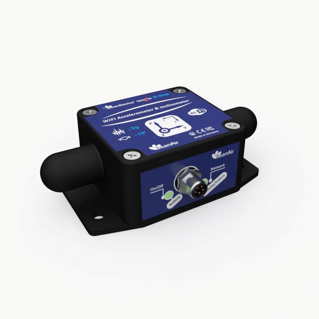 Sensore wireless WiFi combo vibrazioni e inclinazione per monitoraggio strutturale e industriale