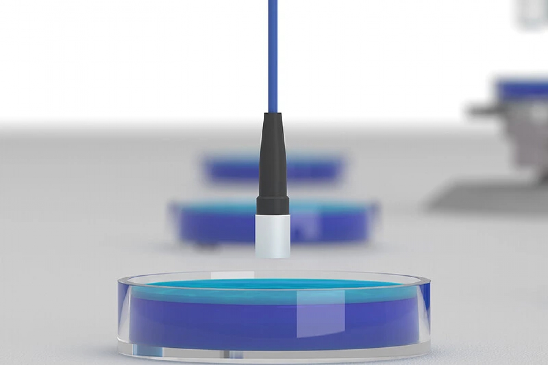 Misurazione senza contatto dell'altezza del terreno di coltura nelle capsule di Petri