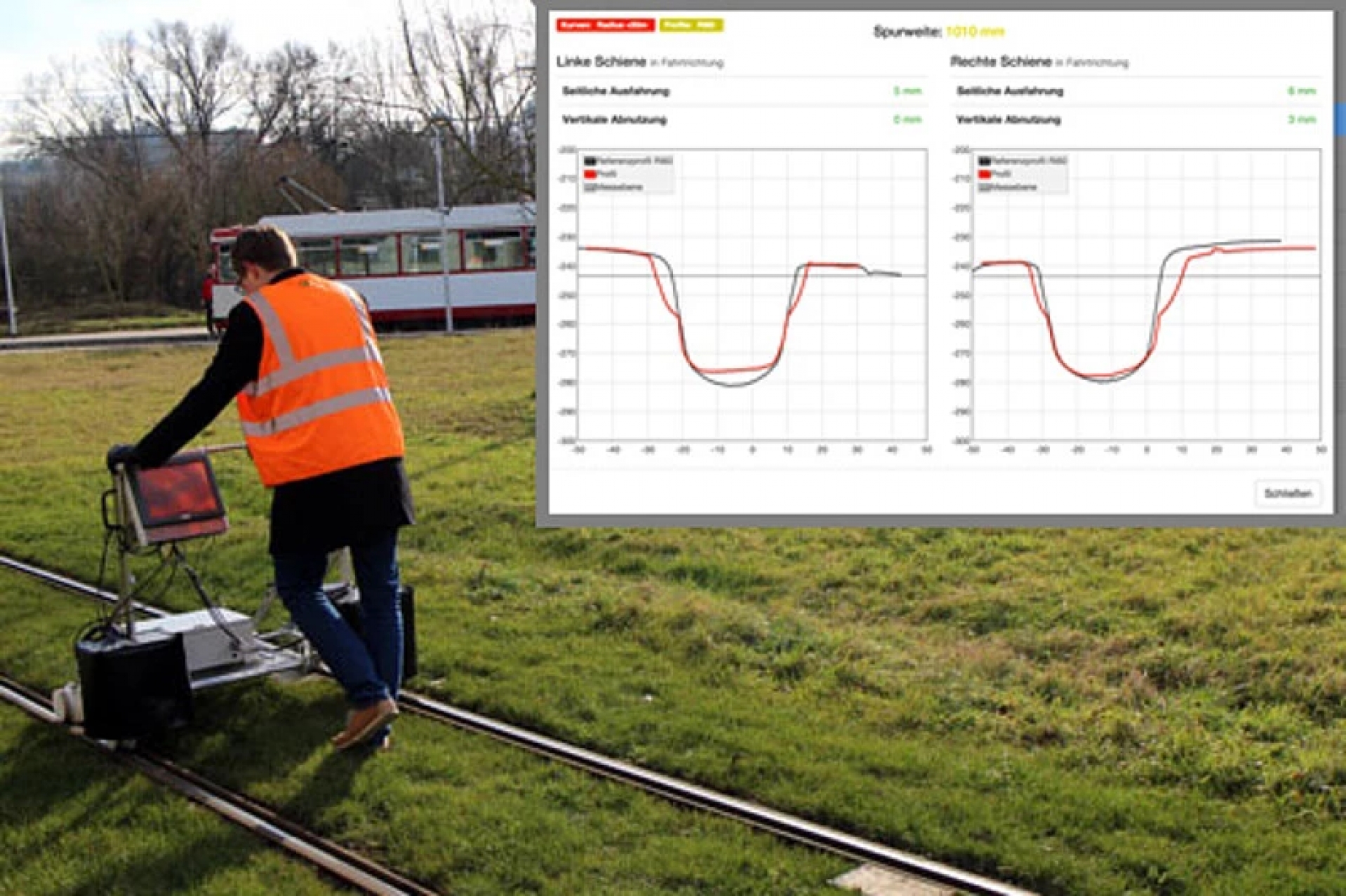 Misurazione del profilo delle rotaie tramviarie