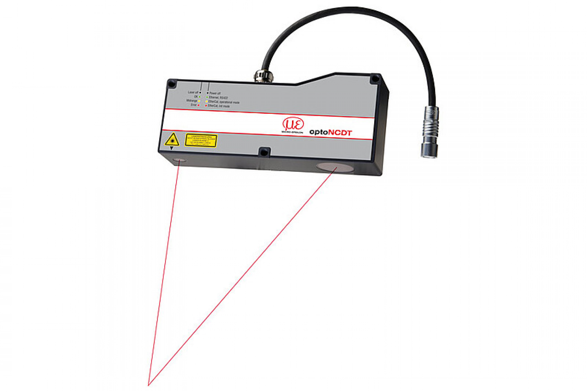 Sensore laser per piccoli spostamenti a grande distanza, campi da 10 a 50 mm