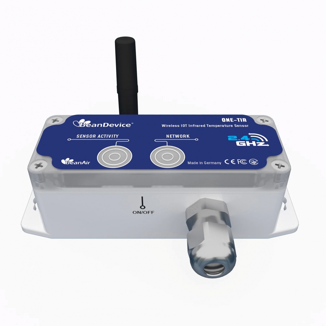 Sensore infrarosso wireless 2.4GHz per misura di temperatura senza contatto su superfici mobili e impianti industriali